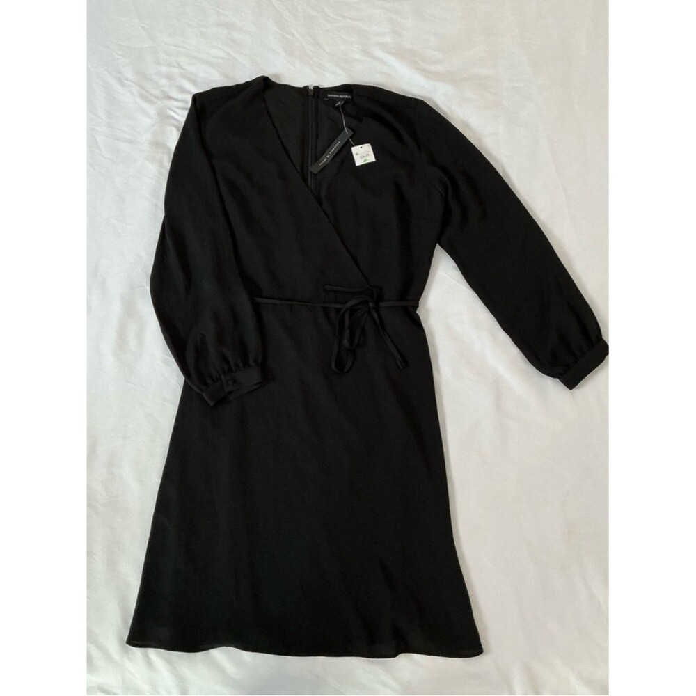 NWT Banana Republic Black Wrap Front Dress 6